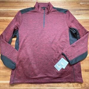 PGA TOUR Men's Two-Tone Quarter-Zip Golf Pullover red small